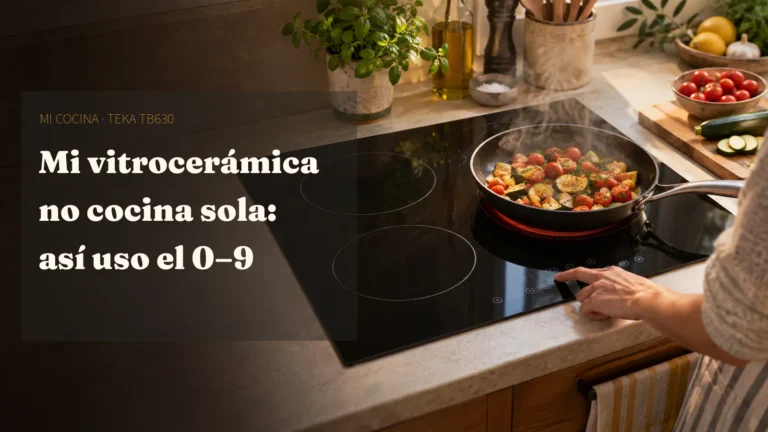 Vitrocerámica doméstica con una sartén mientras se ajusta la potencia